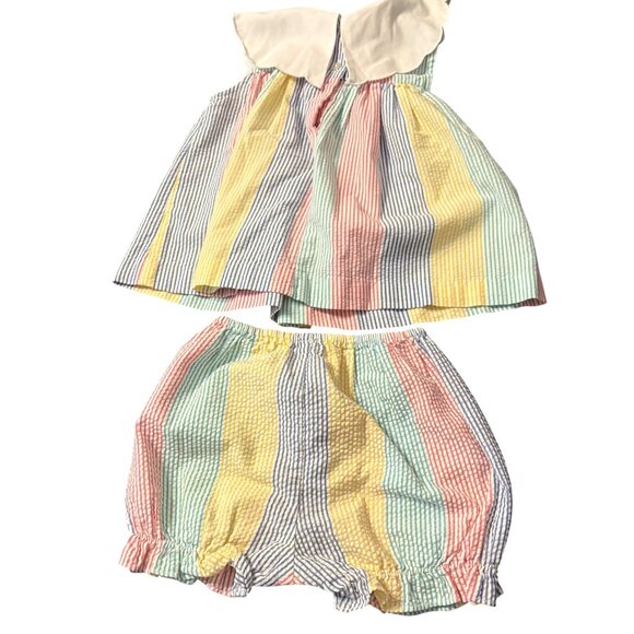 Vintage Samara Baby Girls 2-Piece Outfit Floral Collar & Striped Bloomers 12 Mon - Picture 4 of 4